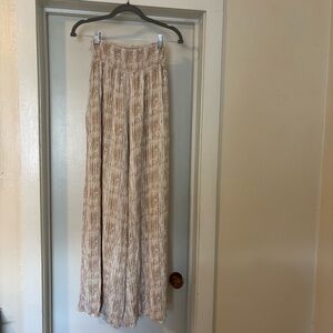 Bohme Cream/White Flowy Wide Leg Pants